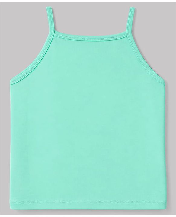Pine Kids Cotton Lycra Knit Sleeveless Solid Slips With Bow Applique Pack Of 3 - Yellow Sea Green & Blue