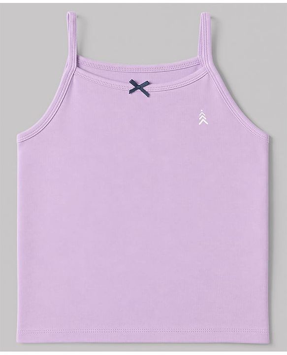 Pine Kids Cotton Lycra Knit Sleeveless Solid Slips With Bow Applique Pack Of 3 - Purple Pink & White