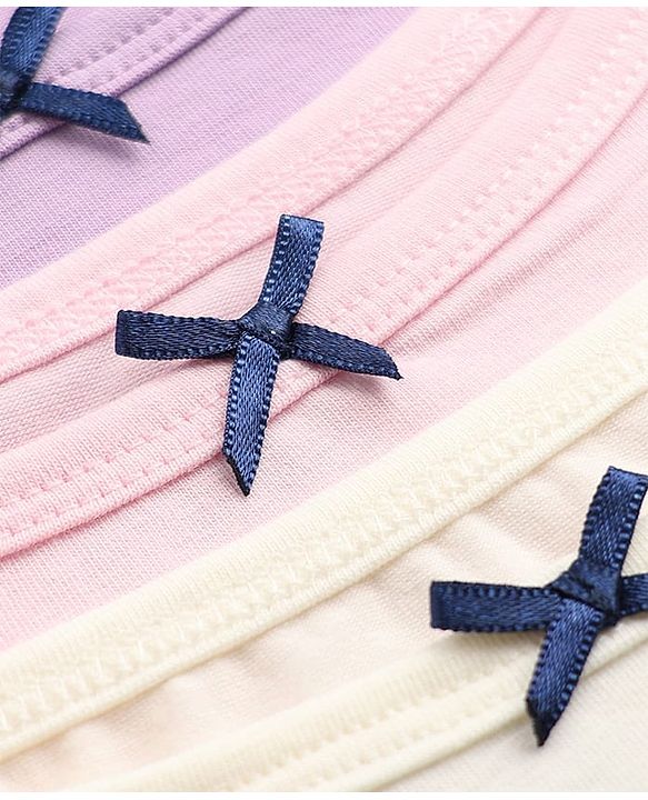 Pine Kids Cotton Lycra Knit Sleeveless Solid Slips With Bow Applique Pack Of 3 - Purple Pink & White