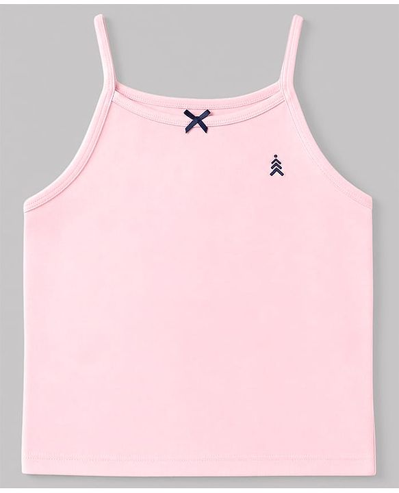 Pine Kids Cotton Lycra Knit Sleeveless Solid Slips With Bow Applique Pack Of 3 - Purple Pink & White