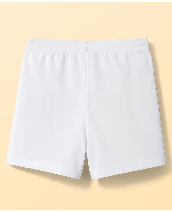 Pine Kids Cotton Lycra Knit Solid Cycling Shorts With Logo Print Pack Of 3  - White