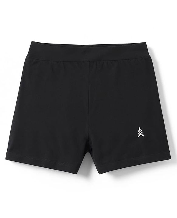 Pine Kids Cotton Lycra Knit Solid Cycling Shorts With Logo Print Pack Of 3  - Black