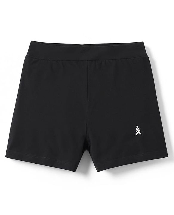 Pine Kids Cotton Lycra Knit Solid Cycling Shorts With Logo Print Pack Of 3  - Black