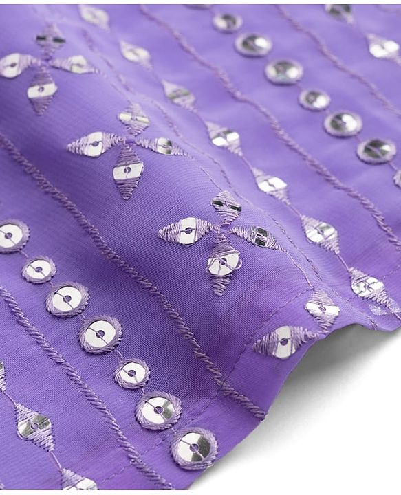 Babyhug Georgett Woven Sleeveless Sequinned Kurta Gharara Set With Dupatta - Purple