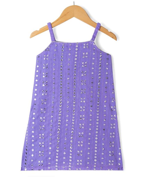 Babyhug Georgett Woven Sleeveless Sequinned Kurta Gharara Set With Dupatta - Purple