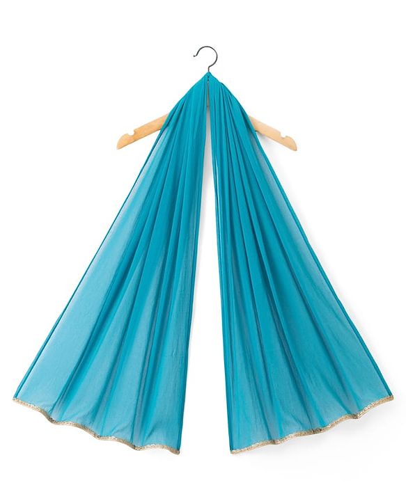 Babyhug Woven Sleeveless Solid Colour Kurti Churidar & Dupatta Set  with Lace Detailing - Teal