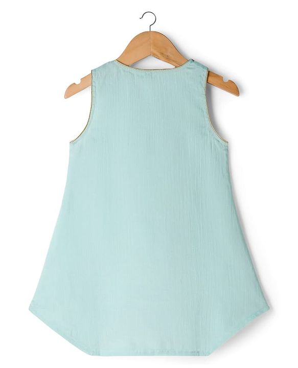 Babyhug Georgette Woven Sleeveless Embroidered & Sequinned Kurti Salwar with Dupatta - Sea Green