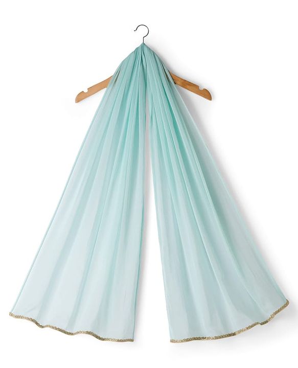 Babyhug Georgette Woven Sleeveless Embroidered & Sequinned Kurti Salwar with Dupatta - Sea Green