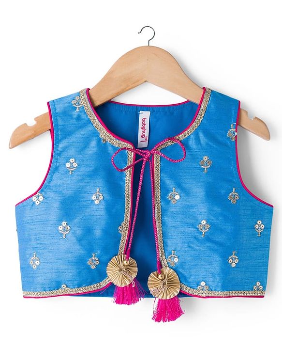 Babyhug Woven Three Fourth Sleeves Kurti Gharara Set with Embroidered & Sequinned Jacket - Dark Pink