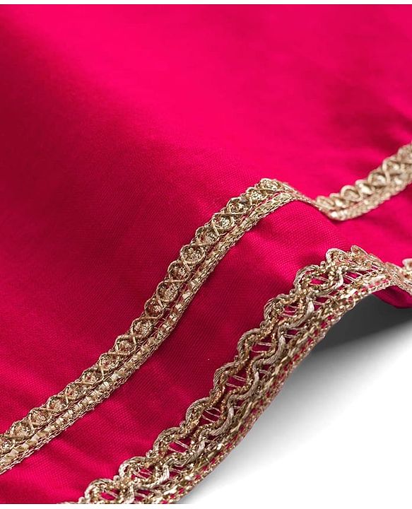 Babyhug Woven Three Fourth Sleeves Kurti Gharara Set with Embroidered & Sequinned Jacket - Dark Pink