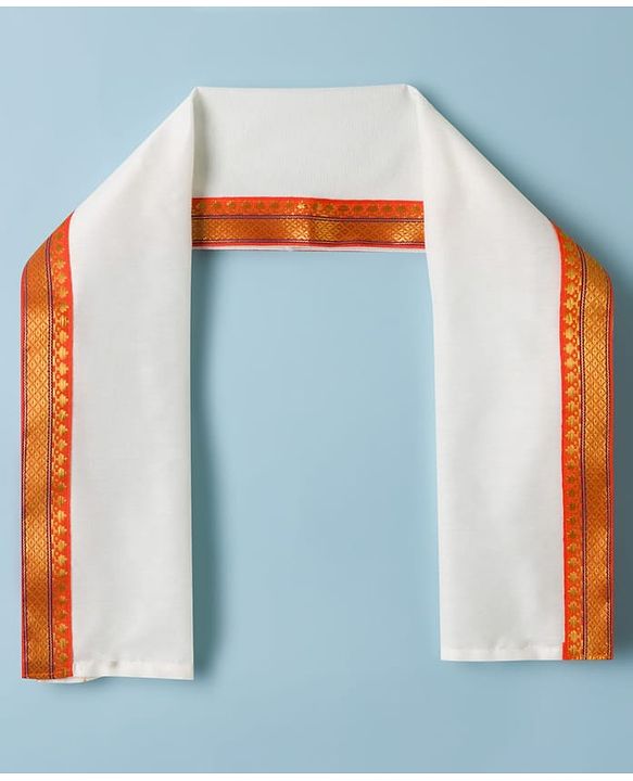 Babyhug Woven Full Sleeves Solid Colour Kurta Dhoti Mundu Set with Dupatta - Off White