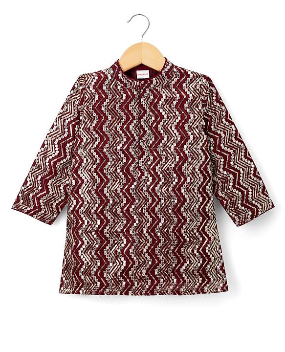 Babyhug Georgette Woven Full Sleeves Sequinned Chevron Designed  Kurta Pajama Set -  Maroon