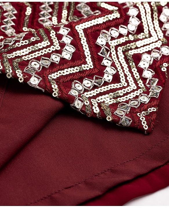 Babyhug Georgette Woven Full Sleeves Sequinned Chevron Designed  Kurta Pajama Set -  Maroon