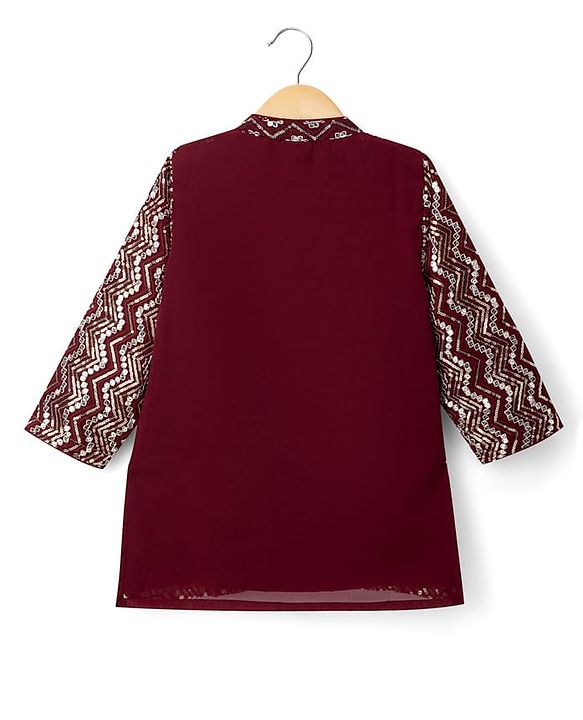 Babyhug Georgette Woven Full Sleeves Sequinned Chevron Designed  Kurta Pajama Set -  Maroon