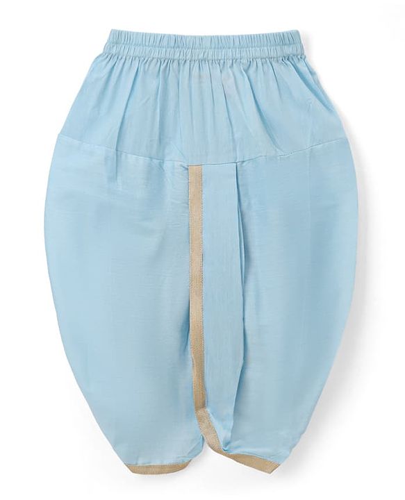 Babyhug Cotton Blend Woven Full Sleeves Boyssolid Dhoti Kurta Set With Embroidered Jacket - Light Blue