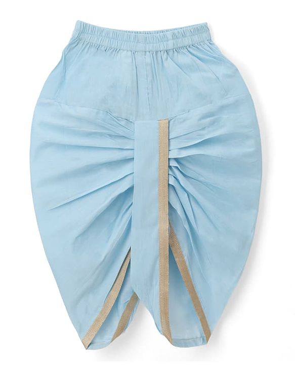Babyhug Cotton Blend Woven Full Sleeves Boyssolid Dhoti Kurta Set With Embroidered Jacket - Light Blue