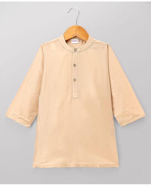 Babyhug Cotton Blend Woven Full Sleeves Solid Kurta Pyjama Set With Sequenced Detailing Jacket - Red & Beige