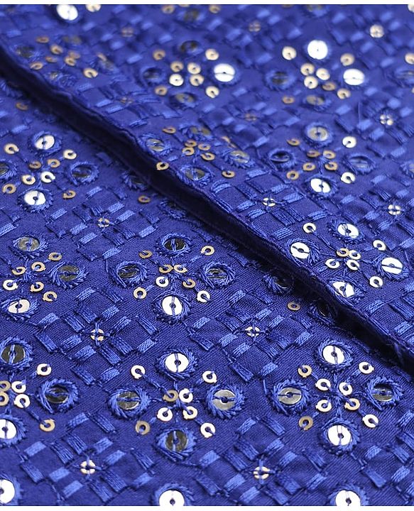 Babyhug Georgette Woven Full Sleeves Embroidered & Sequinned Dhoti Kurta Set - Blue