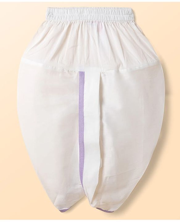 Babyhug 100% Cotton Cambric Woven Full Sleeves Kurta Dhoti Set with Elephant Print - White