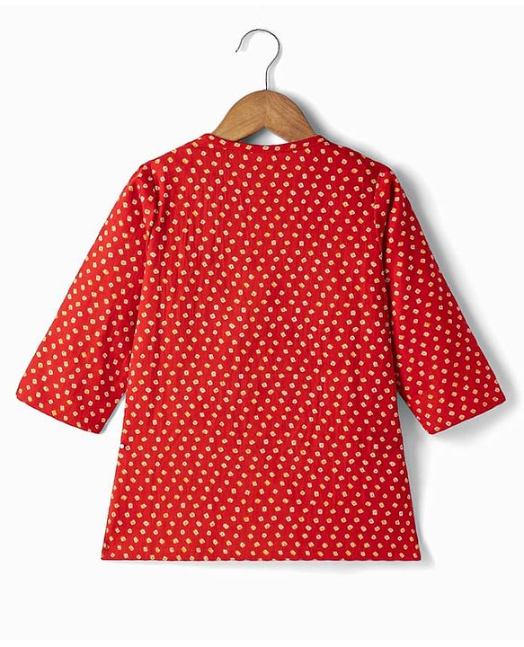Babyhug 100% Cotton Cambric Woven Full Sleeves Jamna Kurta Dhoti Set - Red