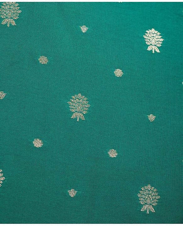 Babyhug Brocade Woven Full Sleeves Floral Embroidered Kurta Dhoti Set - Teal Blue