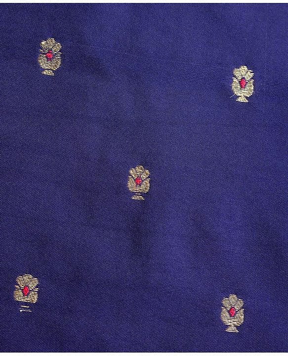 Babyhug Brocade Woven Full Sleeves Kurta Pajama Set with Floral Embroidery - Navy Blue