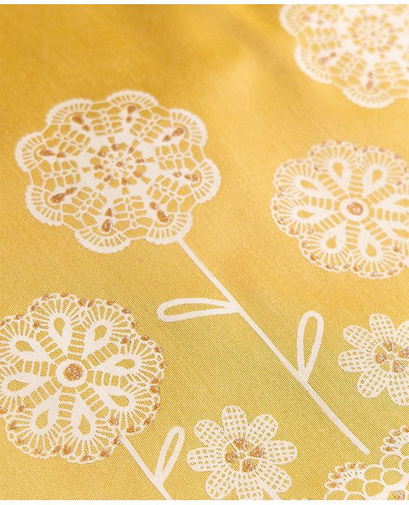 Babyhug Woven Full Sleeves Floral Embroidered Kurta Dhoti Set - Yellow