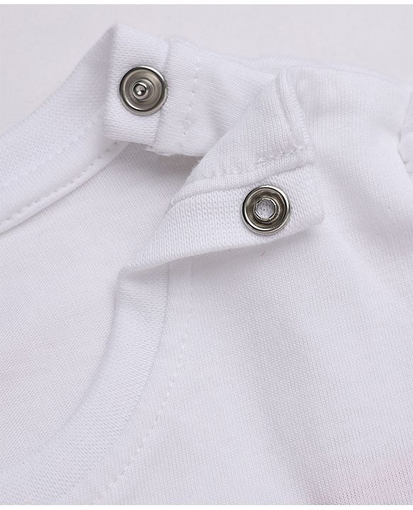 Babyhug 100% Cotton Knit T-Shirts with Full Peasant Sleeves and Love Heart Embroidery with Sequins - White