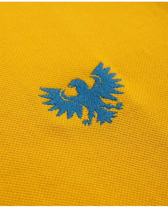 Pine Kids Cotton Knit Half Sleeves Polo T-Shirt with  Eagle Embroidered - Yellow