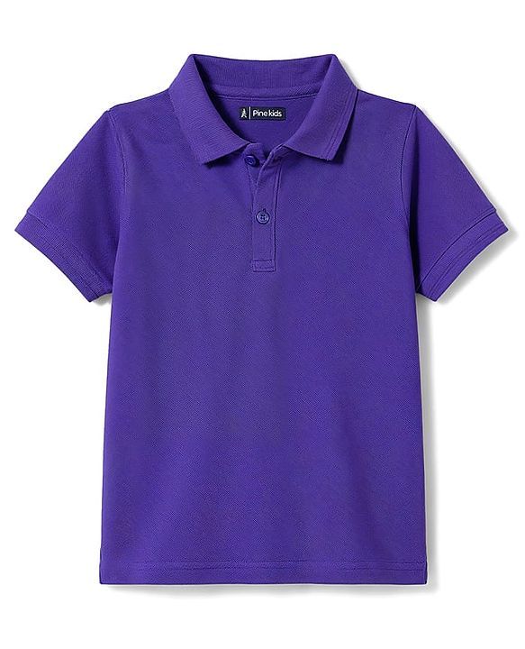 Pine Kids Cotton Knit Half Sleeves Solid Polo T-Shirt - Brown