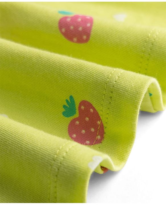 Babyhug Single Jersey Knit Half Sleeves Frocks With Polka Dot, Strawberry Print & Bow Applique Pack of 2 - Pink & Yellow