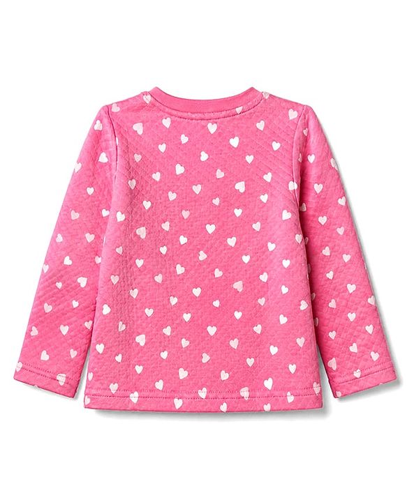Babyhug Cotton Knit Full Sleeves Quilted Co-Ords T-Shirt & Pyjama Winter Wear Night Suit with Heart Print - Pink