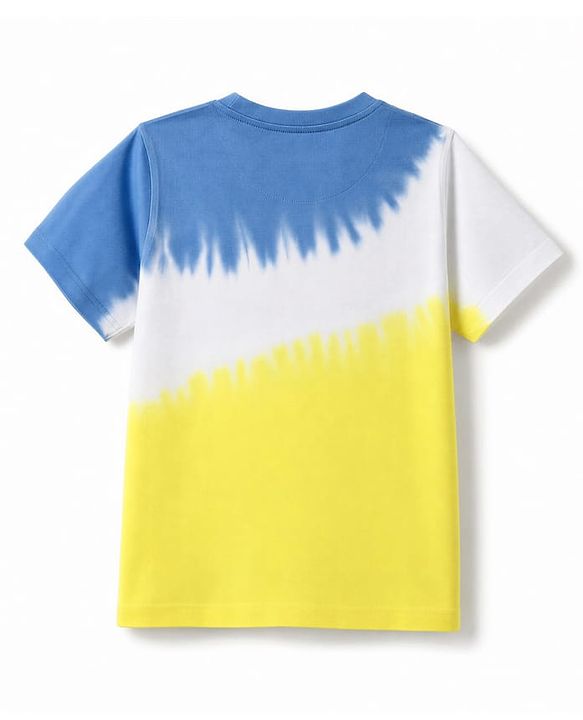 Pine Kids Cotton Knit T-Shirt with Half Sleeves and Stay Cool Print - Yellow
