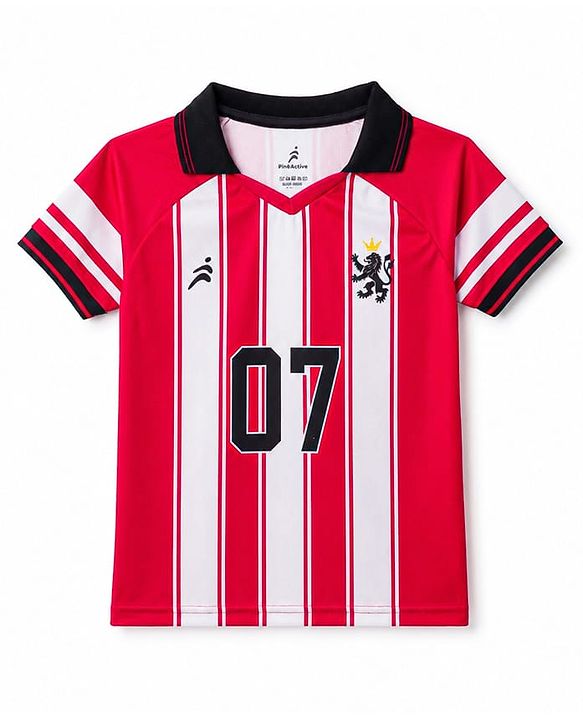Pine Active Knit Raglan Half Sleeves Striped T-Shirt - Red