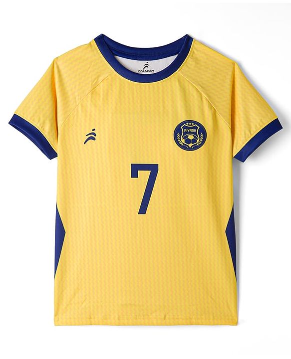 Pine Active Knit Half Raglan Sleeves Football Theme  Printed T-Shirt & Shorts Set - Yellow