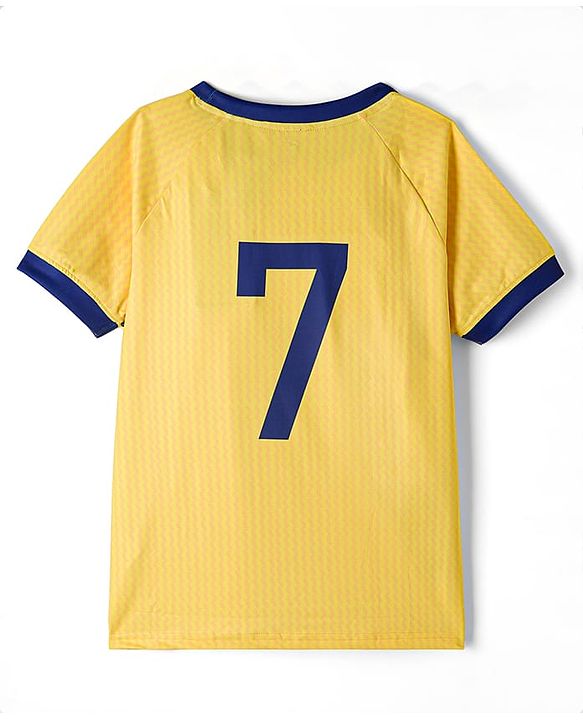 Pine Active Knit Half Raglan Sleeves Football Theme  Printed T-Shirt & Shorts Set - Yellow