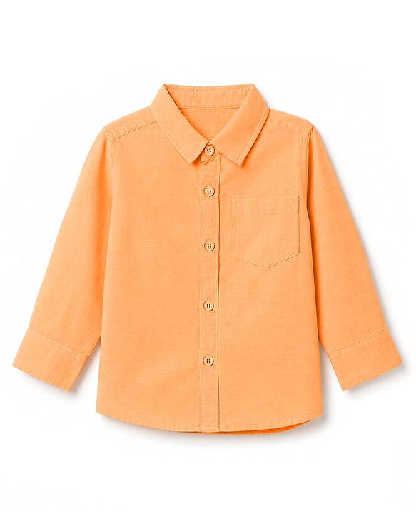 Babyhug Linen Woven Solid Shirt with Full Sleeves - Orange