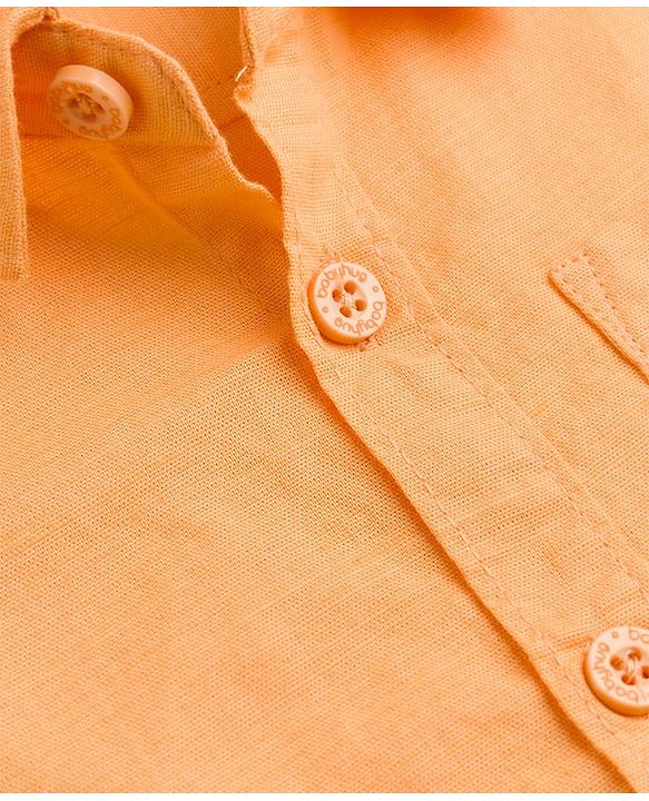 Babyhug Linen Woven Solid Shirt with Full Sleeves - Orange