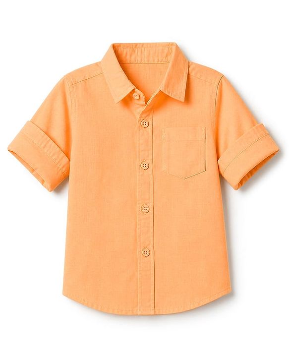 Babyhug Linen Woven Solid Shirt with Full Sleeves - Orange