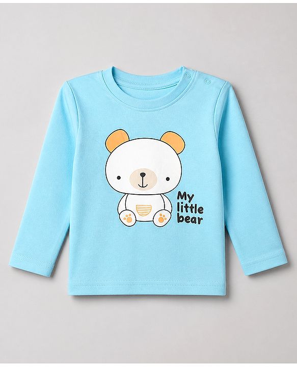 Babyhug 100% Cotton Interlock Knit Full Sleeves Round Neck T-shirts With Stripes And Bear Print Pack Of 3 - Blue Yellow & White