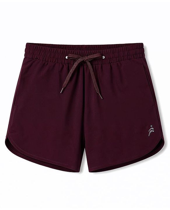 Pine Active Woven Above Knee Length Solid Color Performance Shorts - Wine
