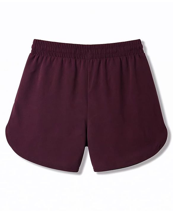Pine Active Woven Above Knee Length Solid Color Performance Shorts - Wine