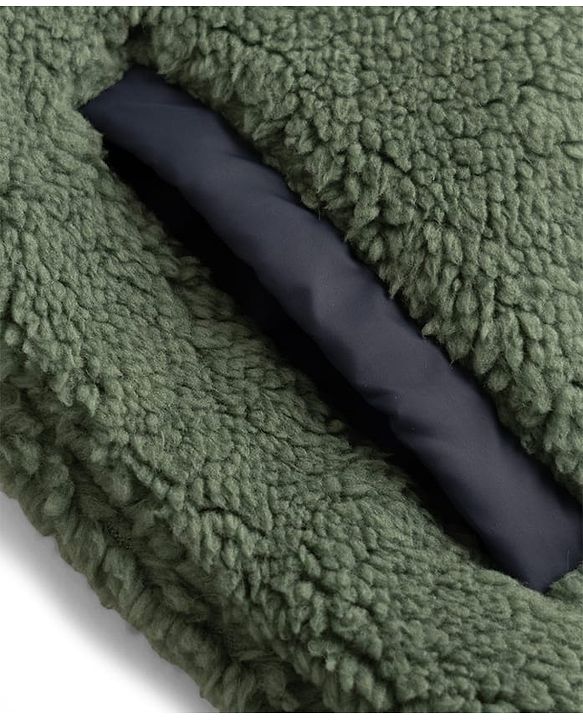 Babyhug Fur Woven Full Sleeves Solid Hoodies With Patch - Green & Navy Blue