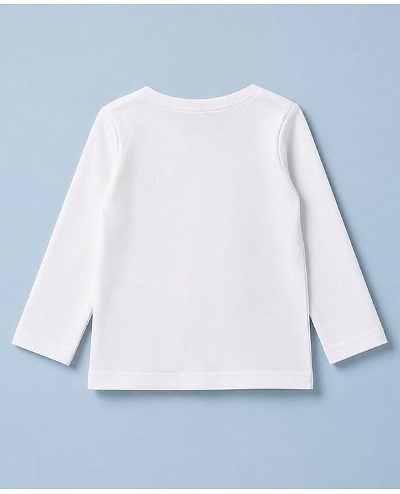 Babyhug 100% Cotton Knit Full Sleeves T-shirts With Bow Print - Pink & White