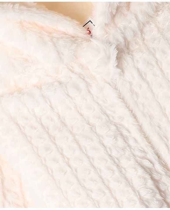 Babyhug Fur Woven Hoodies with Full Sleeves - White