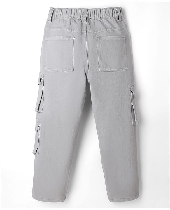 Pine Kids Denim Woven Full Length Jeans with Cargo Pockets - Beige