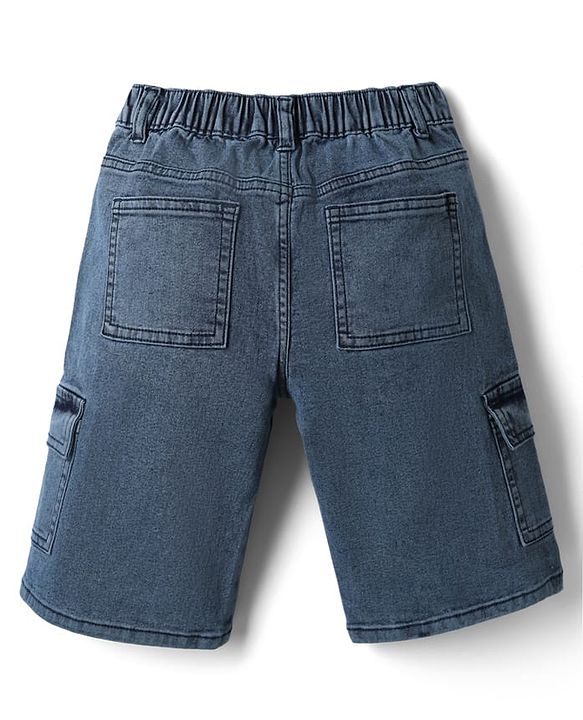 Pine Kids Denim Woven Shorts with Cargo Pockets - Aqua Blue