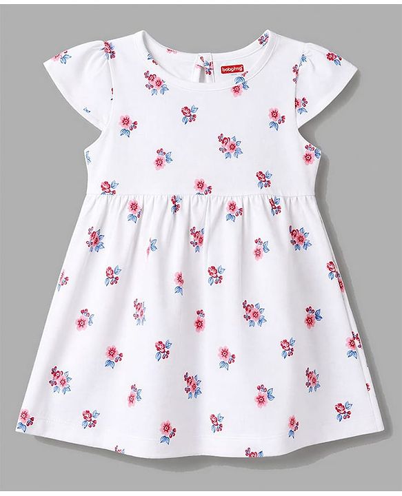 Babyhug Single Jersey Knit Half Sleeves Floral & Polka Dots Printed Frocks With Bow Applique Pack Of 2 - Red & White