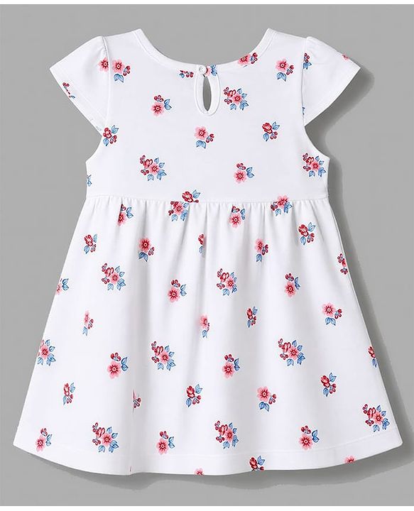 Babyhug Single Jersey Knit Half Sleeves Floral & Polka Dots Printed Frocks With Bow Applique Pack Of 2 - Red & White