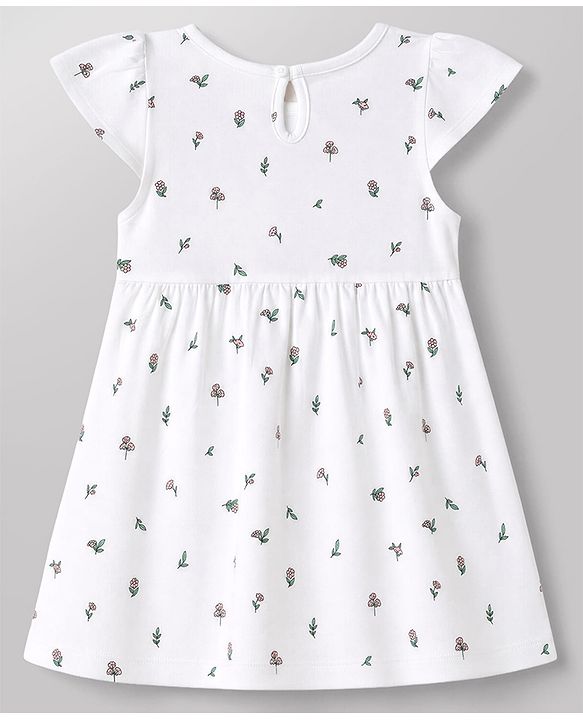 Babyhug Single Jersey Cotton Knit Cap Sleeve Frocks With Floral Print Pack of 2 - Yellow & White